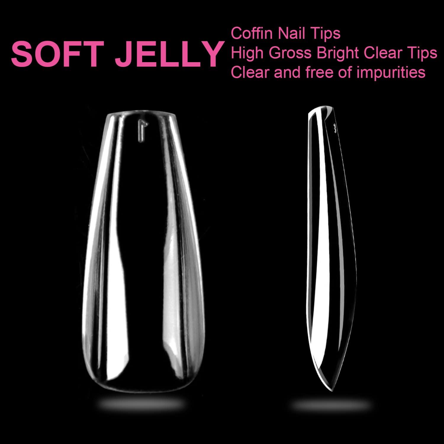 imageUNA GELLA Almond Fake Gel Nail Tips 216pcs Medium Almond Pre Shaped Nails Tips for LongLasting Acrylic Nails Perfect for DIY At Home French Style Nail Salon 12 SizesLong Coffin Nail Tips