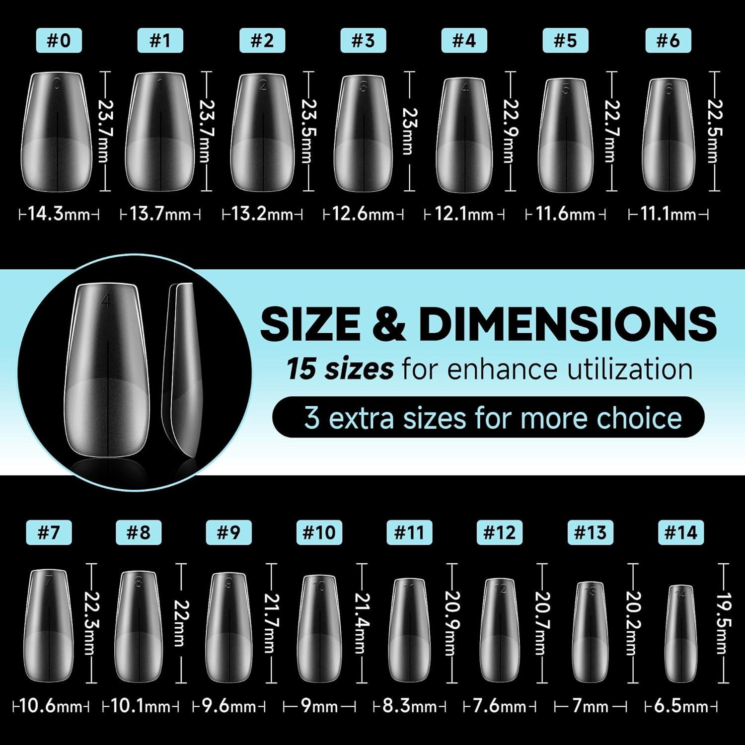 imageUNA GELLA Coffin Nails Tips Prebuff Soft Nail Tips Matte Coffin False Nails Tips Acrylic Full Cover 312Pcs 15Sizes Gelly Press On Nails Fake Nail Tips for Nail Extension DIY Salon