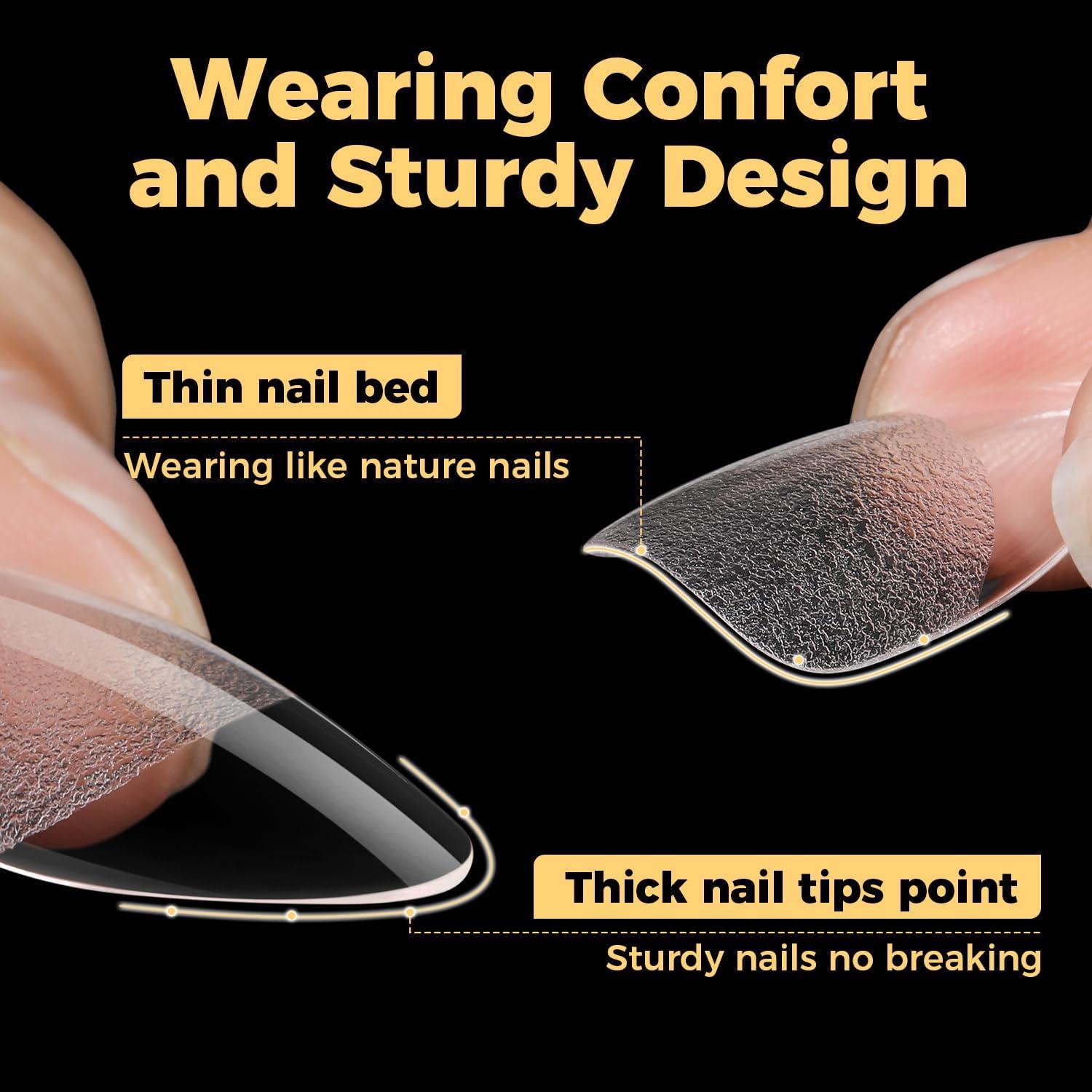 imageUNA GELLA Extra Short Almond Nail Tips 504 Pcs PreFiled XS Almond Gel Nails 12 Sizes Half Matte Full Cover Press Ons for Nail Extension Manicure Home DIY SalonA MediumAlmond