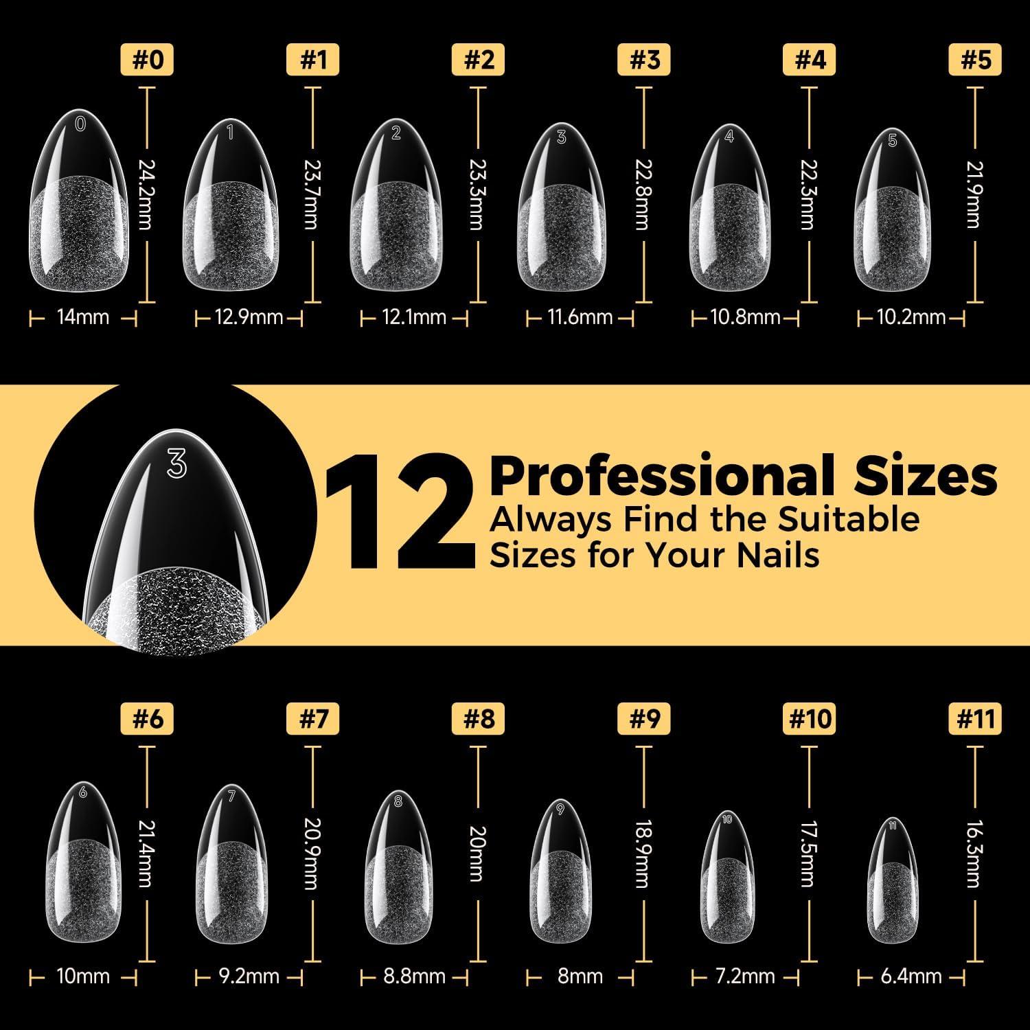 imageUNA GELLA Extra Short Almond Nail Tips 504 Pcs PreFiled XS Almond Gel Nails 12 Sizes Half Matte Full Cover Press Ons for Nail Extension Manicure Home DIY SalonA MediumAlmond