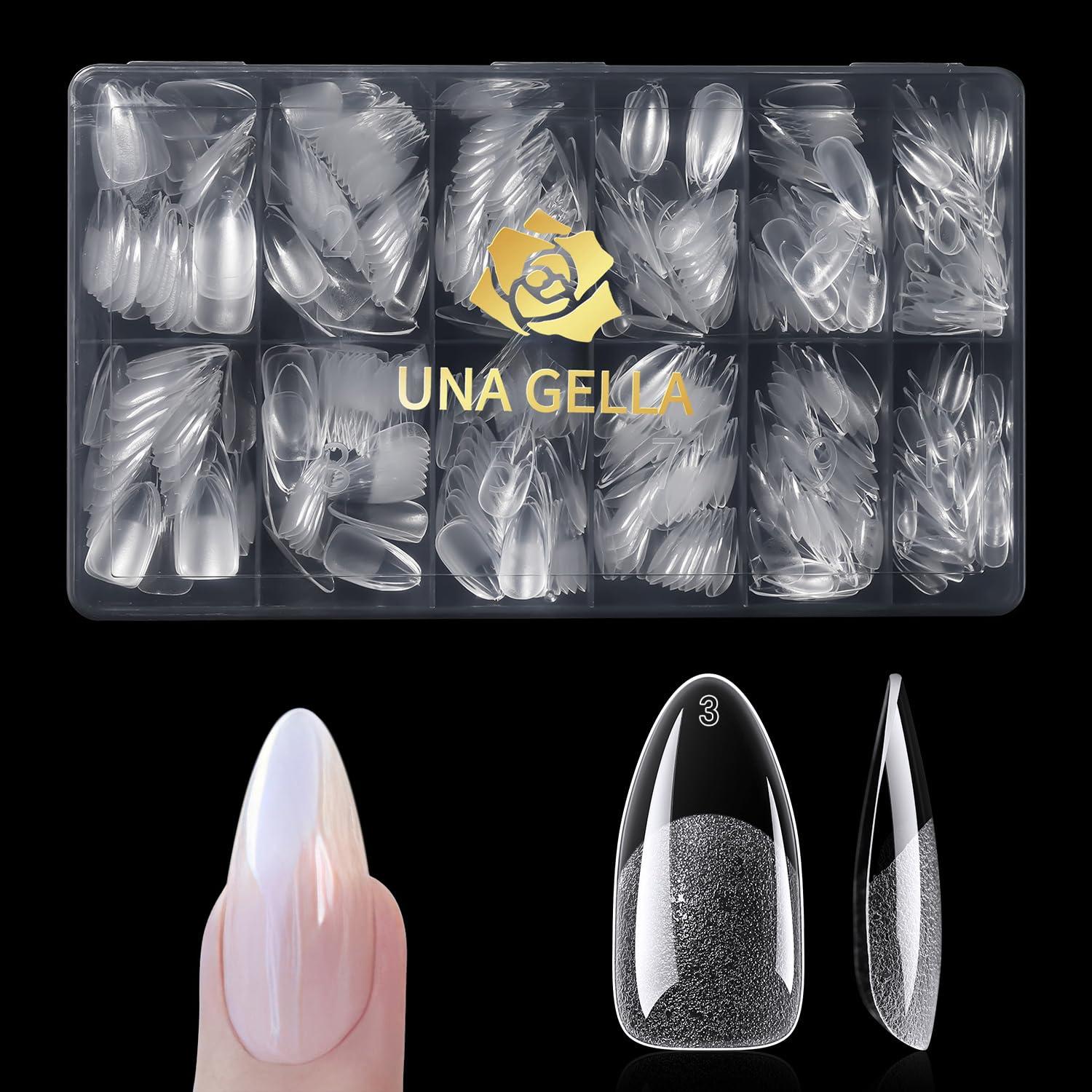 imageUNA GELLA Extra Short Almond Nail Tips 504 Pcs PreFiled XS Almond Gel Nails 12 Sizes Half Matte Full Cover Press Ons for Nail Extension Manicure Home DIY SalonA MediumAlmond