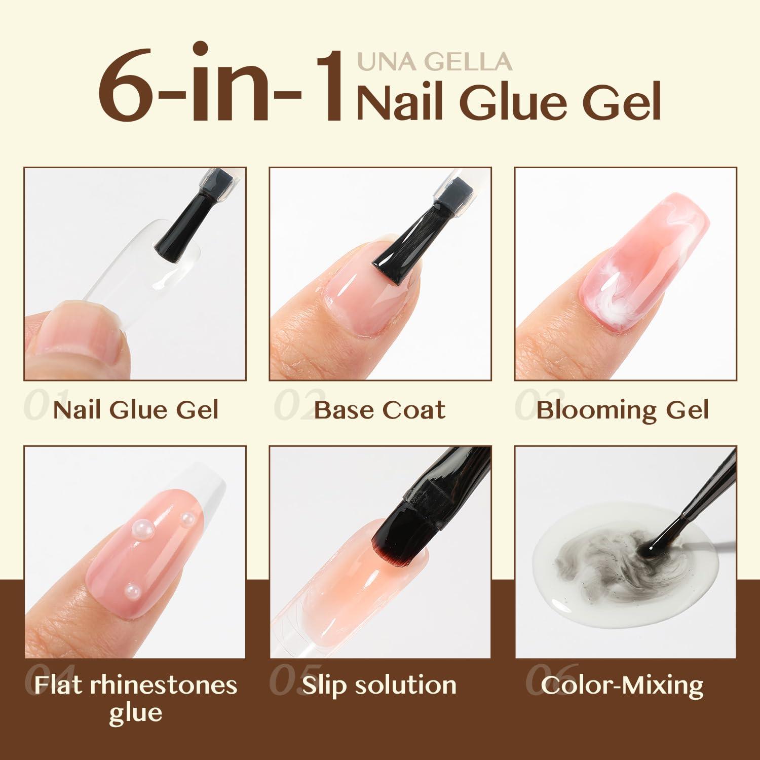 imageUNA GELLA Extra Short Almond Nail Tips 504 Pcs PreFiled XS Almond Gel Nails 12 Sizes Half Matte Full Cover Press Ons for Nail Extension Manicure Home DIY Salon2Pcs Gel Nail Glue