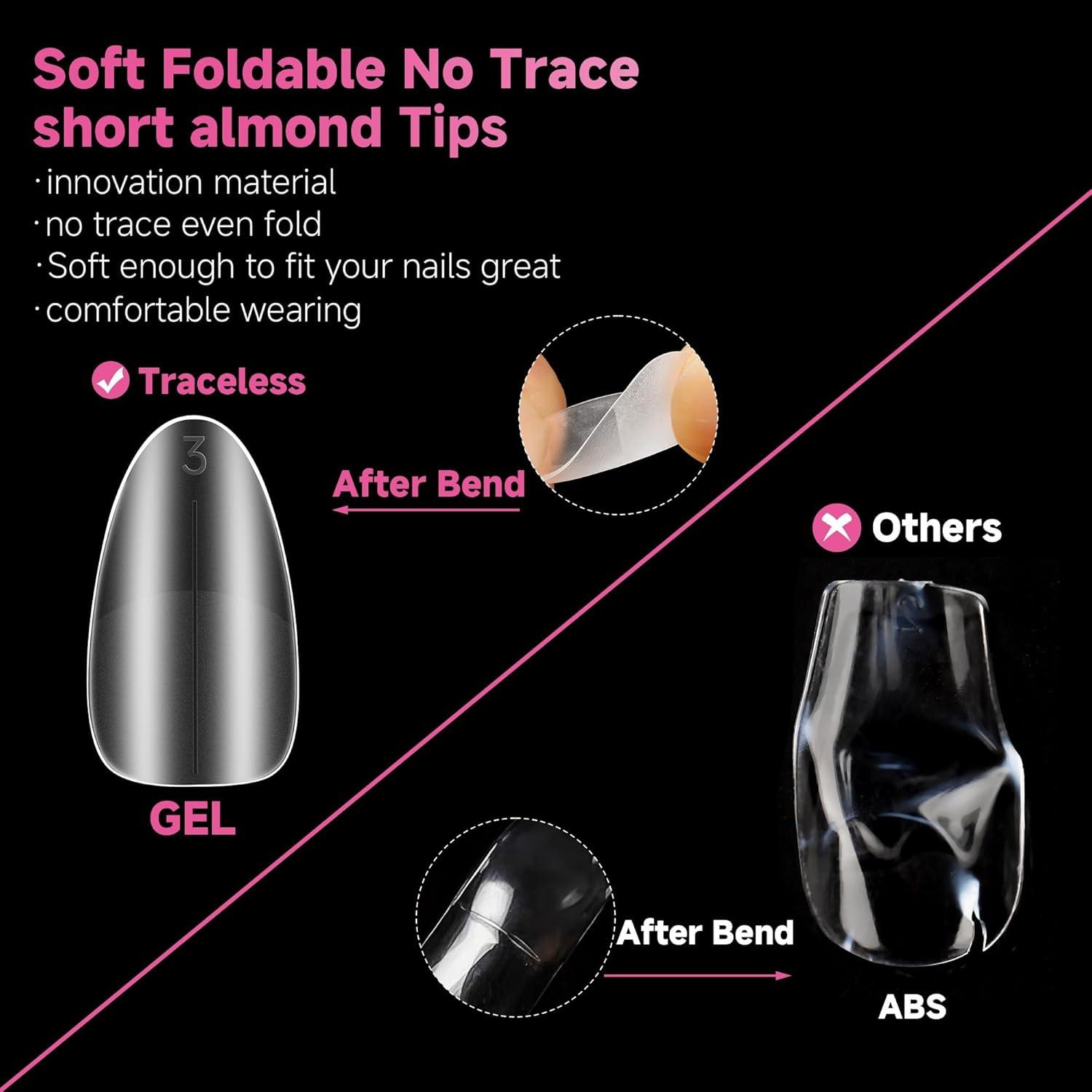 imageUNA GELLA Short Almond Nail Tips 312Pcs Prefile Inner ampamp Full Matte Surface Short Almond Nail Tips 15 Sizes No C Curve Soft Acrylic False Nails for Nail Extension