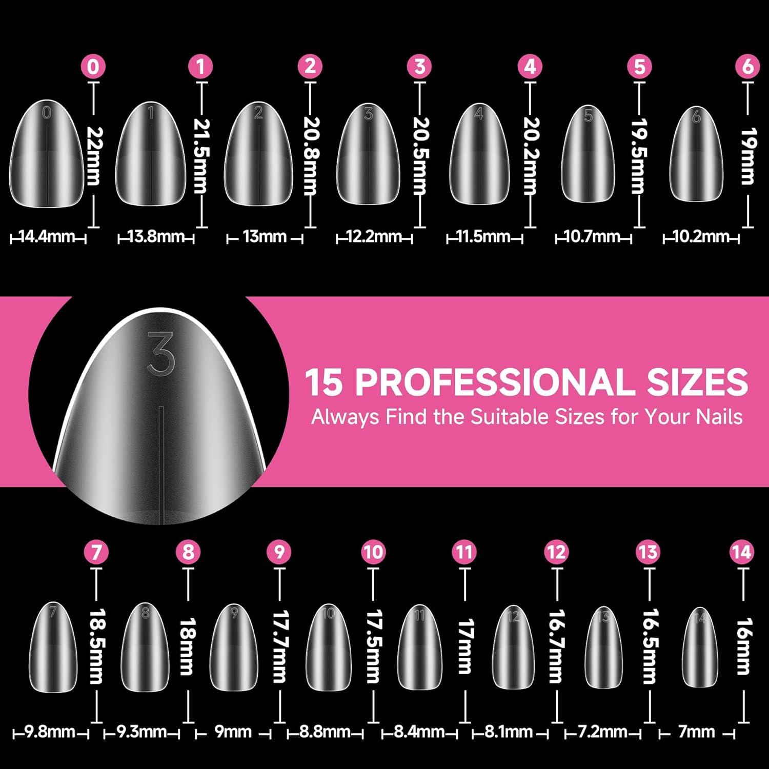 imageUNA GELLA Short Almond Nail Tips 312Pcs Prefile Inner ampamp Full Matte Surface Short Almond Nail Tips 15 Sizes No C Curve Soft Acrylic False Nails for Nail Extension