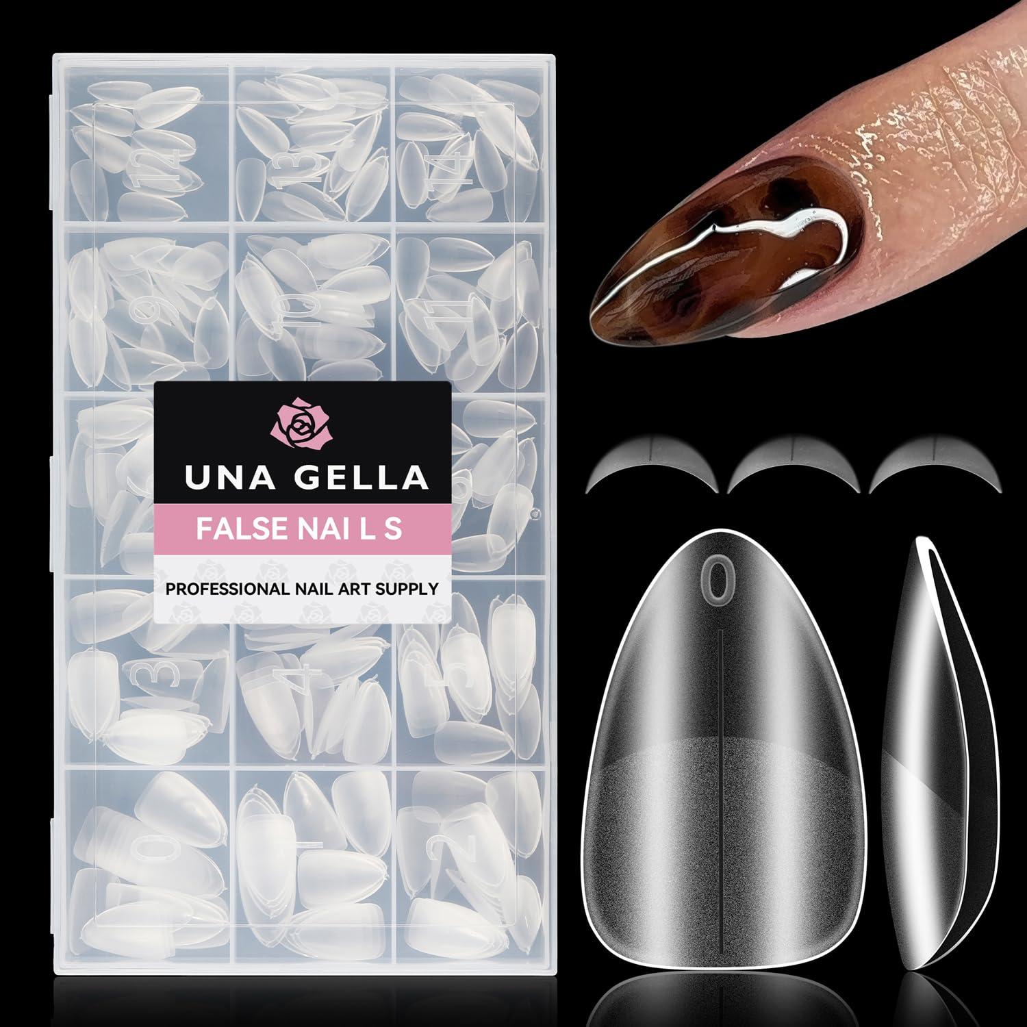 imageUNA GELLA Short Almond Nail Tips 312Pcs Prefile Inner ampamp Full Matte Surface Short Almond Nail Tips 15 Sizes No C Curve Soft Acrylic False Nails for Nail Extension