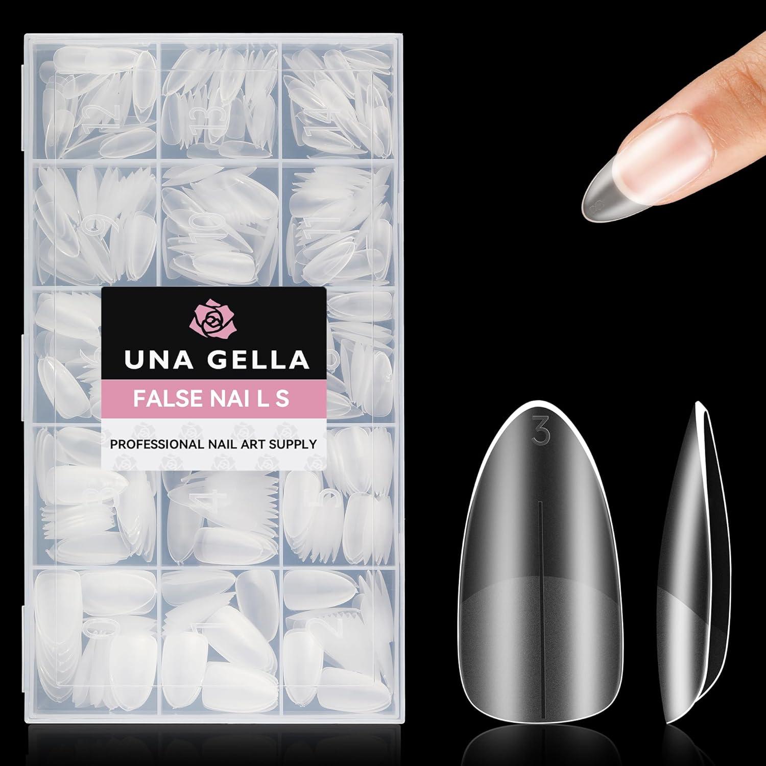 imageUNA GELLA Short Coffin Gel Nails Tip Preshaped Surface 504Pcs Press on Fake Nails Matte Full Cover Acrylic Gel False Nail for Nail Extension DIY Nail Salon 15Sizes Soft Gelly TipsA1 Almond Medium