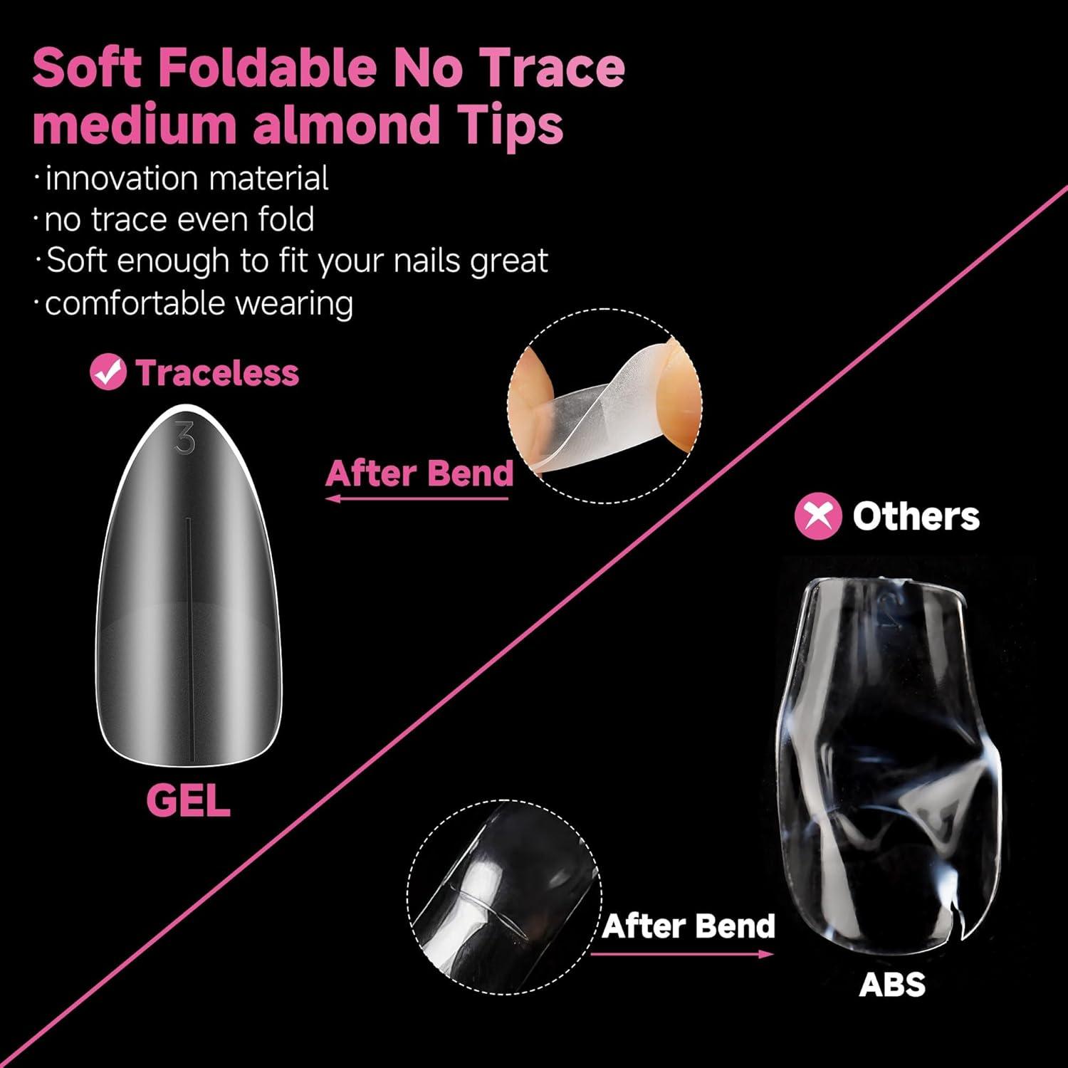 imageUNA GELLA Short Coffin Gel Nails Tip Preshaped Surface 504Pcs Press on Fake Nails Matte Full Cover Acrylic Gel False Nail for Nail Extension DIY Nail Salon 15Sizes Soft Gelly TipsA1 Almond Medium