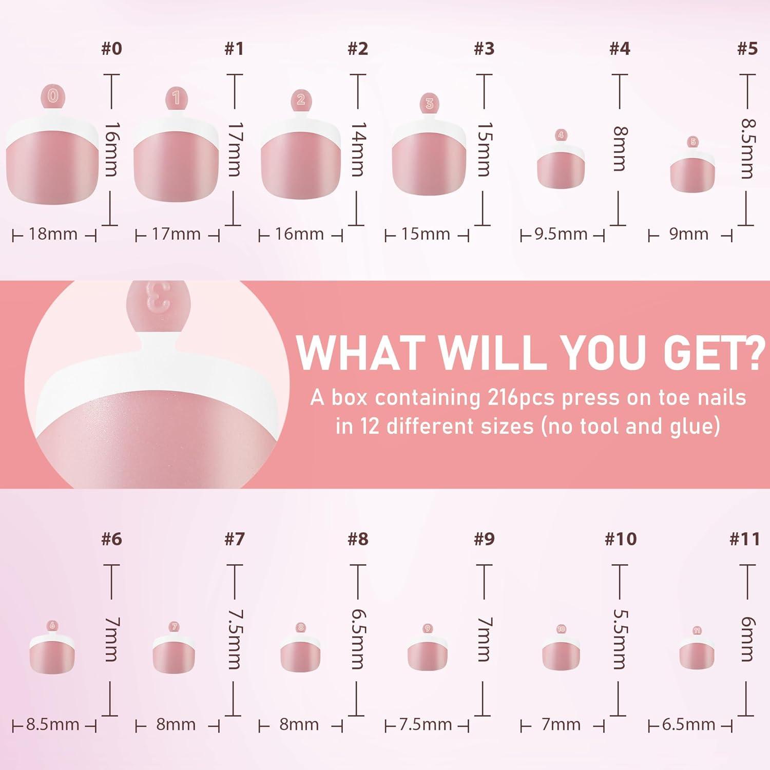 imageUNA GELLA Toe Nail Press Ons Peach Pink Toe Nail Tips Gel Nail Tips French Tip Press On Nails 216pcs 12sizes Soft Gel Press On Toenails Acrylic Nails Soak Off Toenail Press Ons ForHome DIY Salon