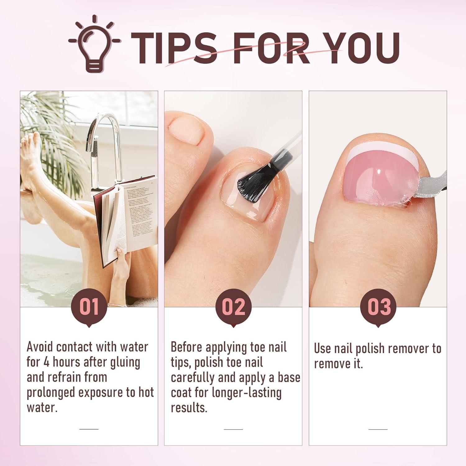 imageUNA GELLA Toe Nail Press Ons Peach Pink Toe Nail Tips Gel Nail Tips French Tip Press On Nails 216pcs 12sizes Soft Gel Press On Toenails Acrylic Nails Soak Off Toenail Press Ons ForHome DIY Salon