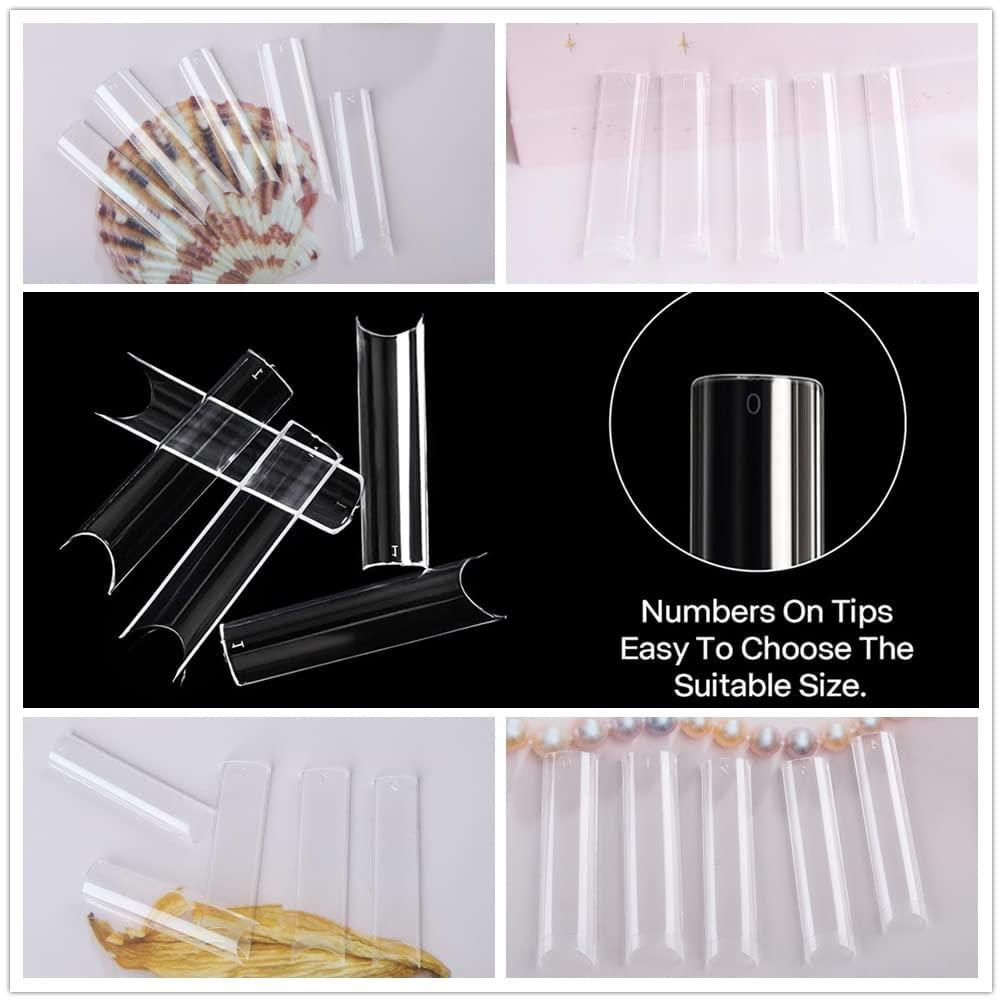 imageUNA GELLA XXL Long Square Nails Tips 216 PCS No C Curve Straight Nail Tips Full Cover Square Gel Tips Extra Long Nail Tips Clear False Fake Nails Gel Nail Extension for Nail Salon Home DIY 12 SizesA0Half Straight