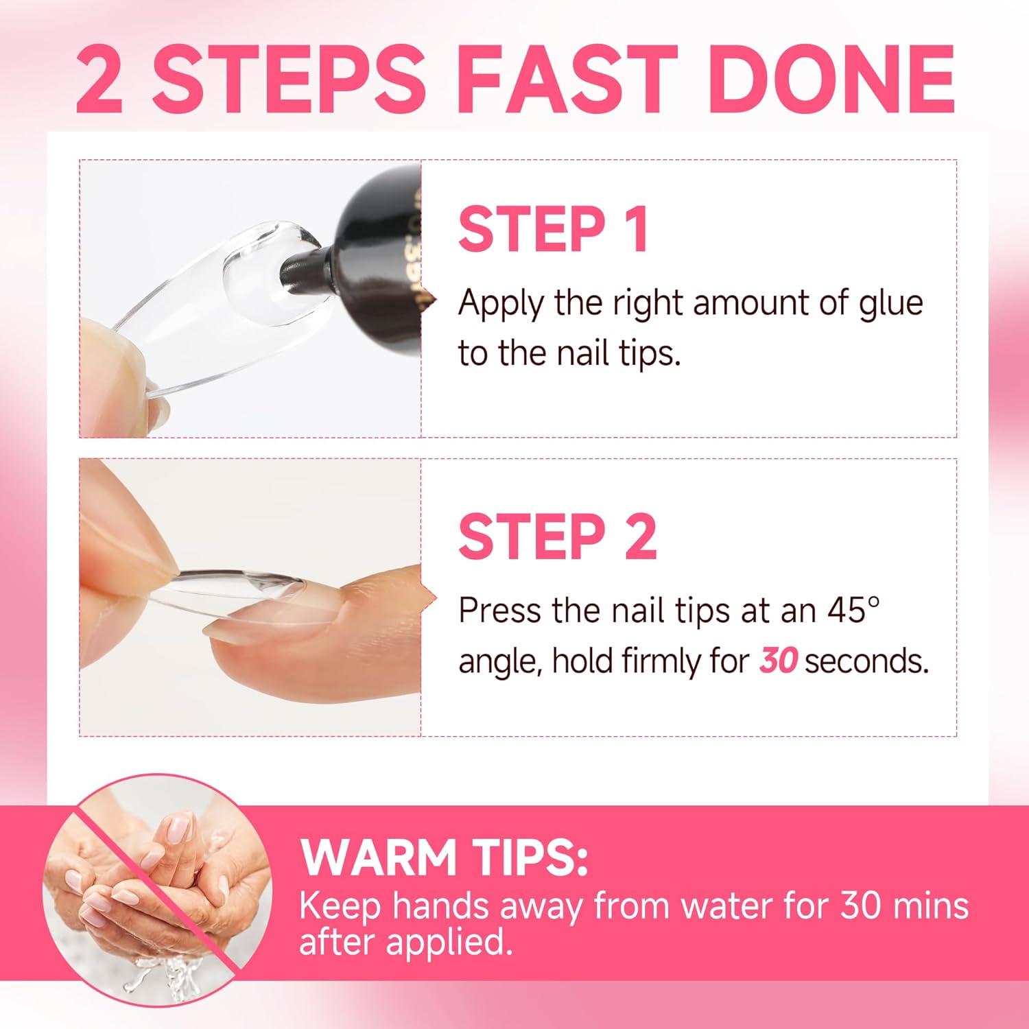 imageUNA GELLA XXL Long Square Nails Tips 216 PCS No C Curve Straight Nail Tips Full Cover Square Gel Tips Extra Long Nail Tips Clear False Fake Nails Gel Nail Extension for Nail Salon Home DIY 12 SizesA0Semi Nail Glue2pcs