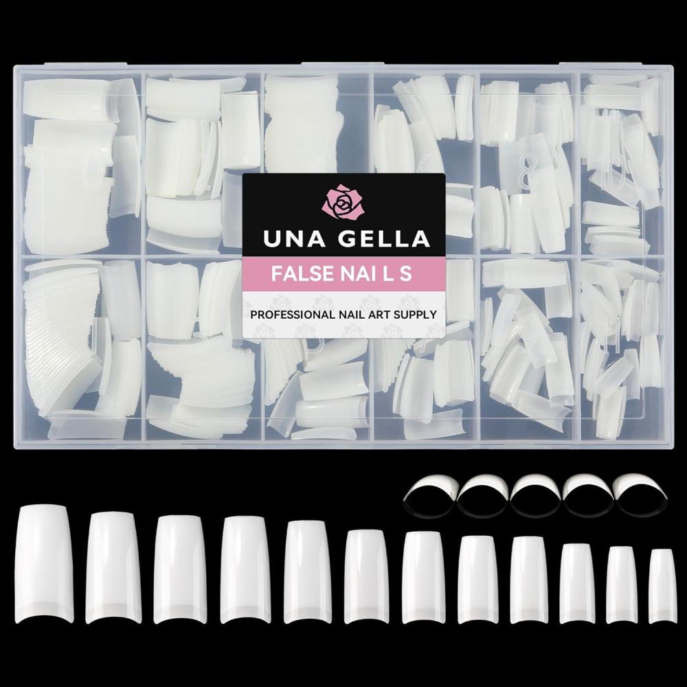 imageUNA GELLA Acrylic Nail Tips White Half Cover False Nails Tips French Style Square Gel Nail Tips 504pcs Fake Nails No c Curve for DIY French Tip Press On Nails 12 SizesA2Medium Square White