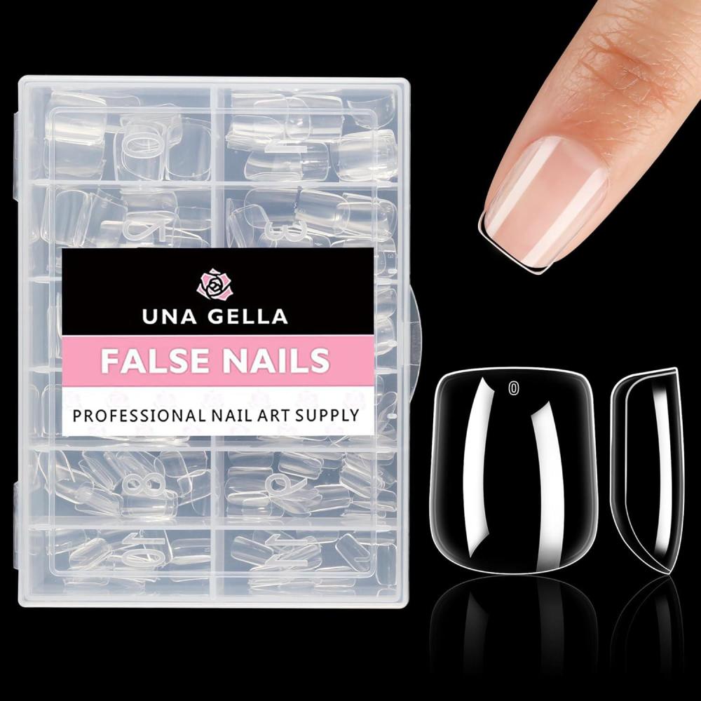 imageUNA GELLA Almond Fake Gel Nail Tips 216pcs Medium Almond Pre Shaped Nails Tips for LongLasting Acrylic Nails Perfect for DIY At Home French Style Nail Salon 12 SizesExtra Short Square Nail Tips