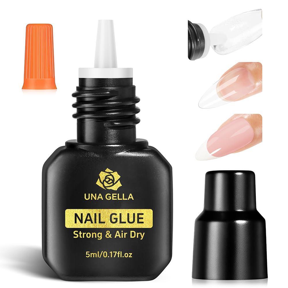 imageUNA GELLA Almond Gel Nail Tips 504PCS Pre Etched Clear Fake Nails Tips Medium Almond Shape  12 Sizes Full Cover Soft Acrylic Press On Nail Extensions No C Curve Gift for Diy at HomeZSuper Nail Glue1pcs