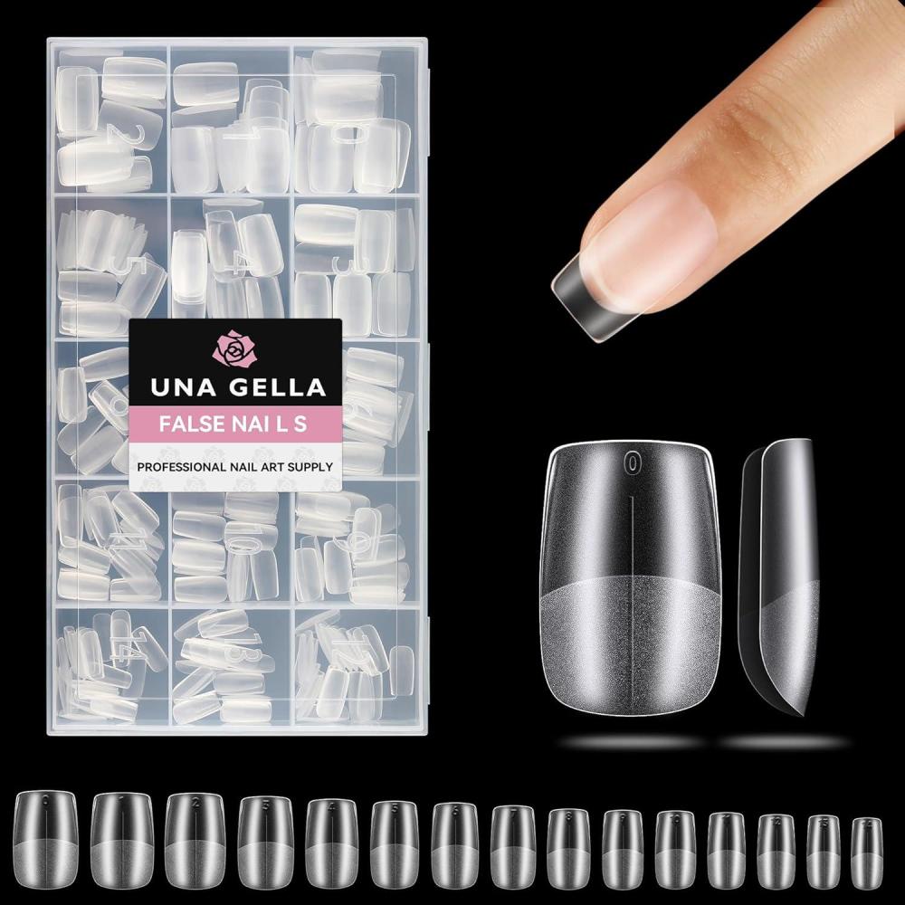 imageUNA GELLA Coffin Gel Nail Tips 312Pcs Matte Full Cover False Nail Tips 15Sizes Short Coffin Gel Tips Fake Nails For Nail Extension Nail Art DIY Salon Gelly TipsBShort Sqaure 312