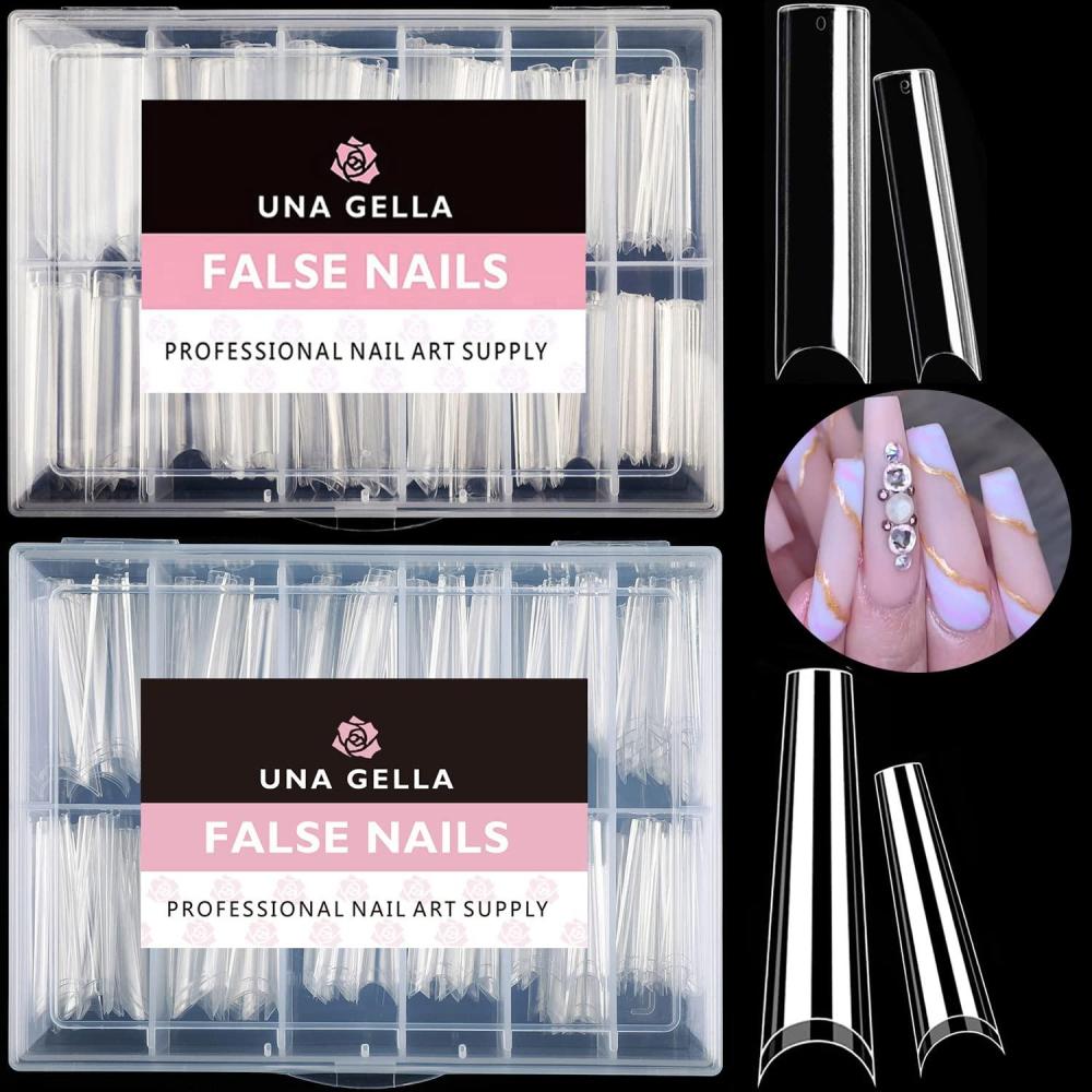 imageUNA GELLA Extra Short Almond Nail Tips 12 Sizes Short Almond Gel Nail Tips 120Pcs Soft Gel Clear Full Cover Nails Tips Acrylic False Nails Press On Nails for Extensions DIY SalonCCoffin  Square
