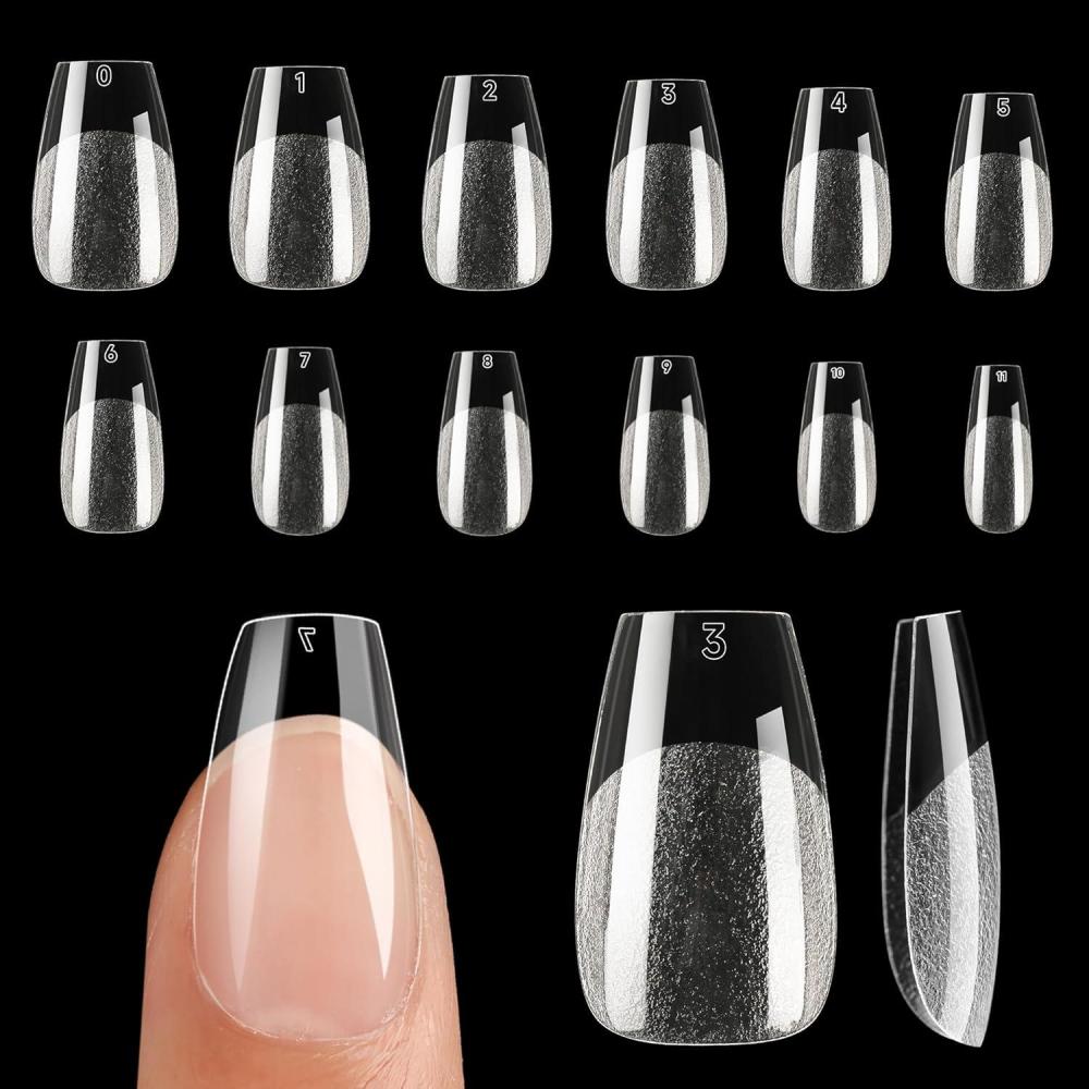 imageUNA GELLA Extra Short Almond Nail Tips 12 Sizes Short Almond Gel Nail Tips 120Pcs Soft Gel Clear Full Cover Nails Tips Acrylic False Nails Press On Nails for Extensions DIY SalonA1Short Coffin