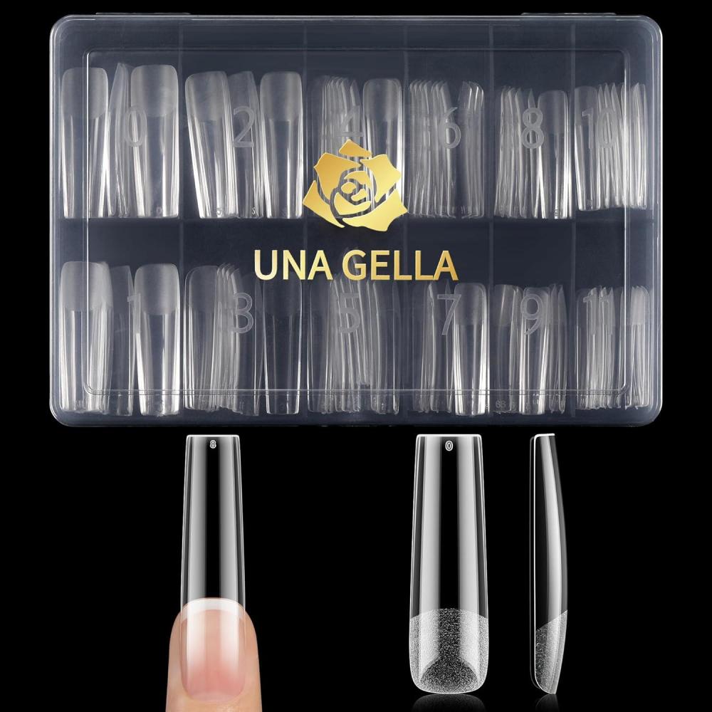 imageUNA GELLA Extra Short Almond Nail Tips 504 Pcs PreFiled XS Almond Gel Nails 12 Sizes Half Matte Full Cover Press Ons for Nail Extension Manicure Home DIY SalonXXL Full Square
