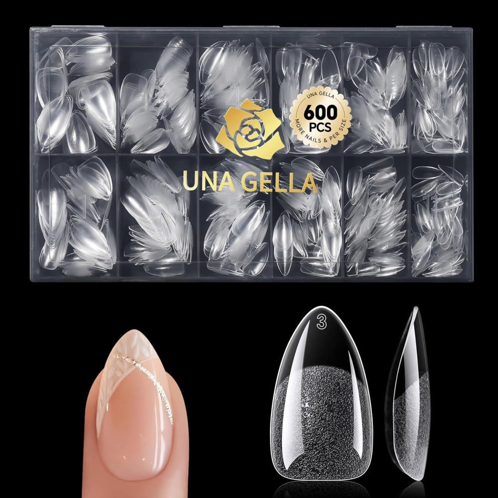 imageUNA GELLA Extra Short Almond Nail Tips 504 Pcs PreFiled XS Almond Gel Nails 12 Sizes Half Matte Full Cover Press Ons for Nail Extension Manicure Home DIY SalonA1 Short Almond