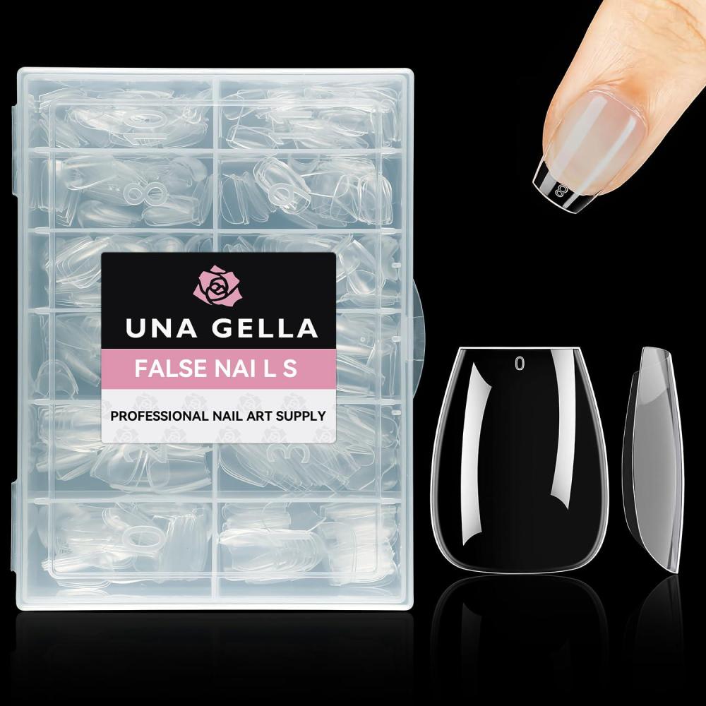 imageUNA GELLA Extra Short Coffin Nail Tips 504Pcs Short Coffin Gel Nail Tips 12 Sizes Press On Nails Full Cover Clear Soft Gel Fake Nails Extension for Home DIY Salon