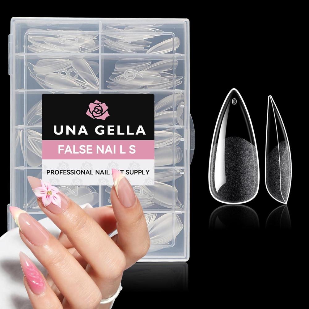 imageUNA GELLA Extra Short Coffin Nail Tips XS 216pcs Preshape Press on Nails Extra Short Coffin Gel Tips Full Cover Acrylic Fake False Nails Extension 12 Sizes Gelly TipsMedium StilettoA