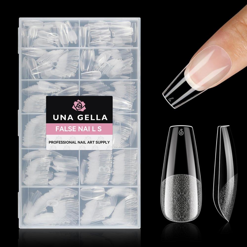 imageUNA GELLA Extra Short Coffin Nail Tips XS 216pcs Preshape Press on Nails Extra Short Coffin Gel Tips Full Cover Acrylic Fake False Nails Extension 12 Sizes Gelly TipsMedium Coffin Nail Tips