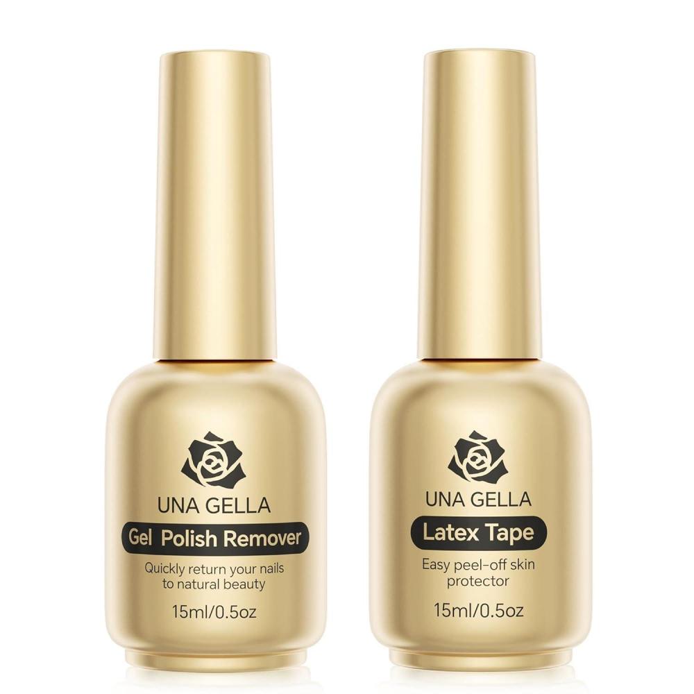 imageUNA GELLA Gel Polish Remover AcetoneFree Gel Remover For Nails With Air Dry Liquid Latex Tape For Nail Care  Quick ampamp Easy Low Odor Nail Removal Kit No Need Wrapping