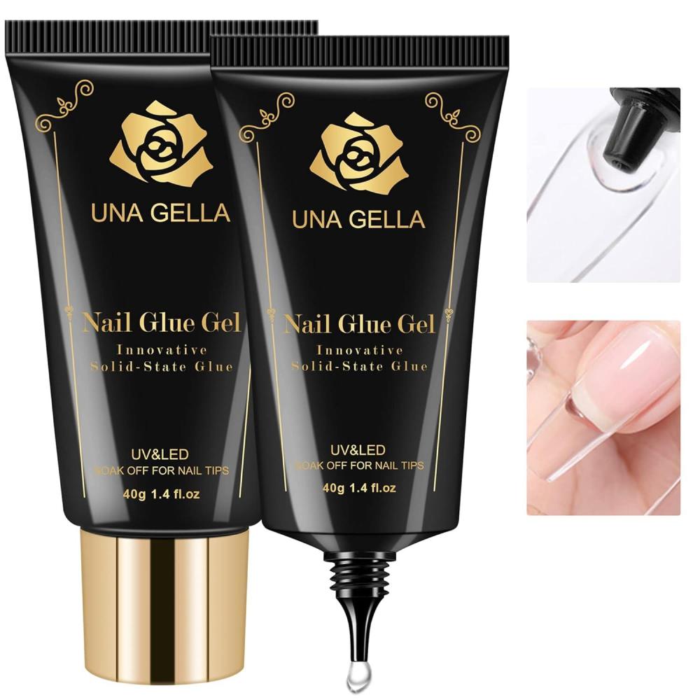imageUNA GELLA Nail Tips Sqaure Extra Long Tapered Sqaure Nail Tips 504pcs XXL Clear Fake Nails Full Cover Square Gel Tips for Acrylic Nails Tips for Press on Nail Extensions Home DIY Salon 12 SizesNail Glue Gel 80ml