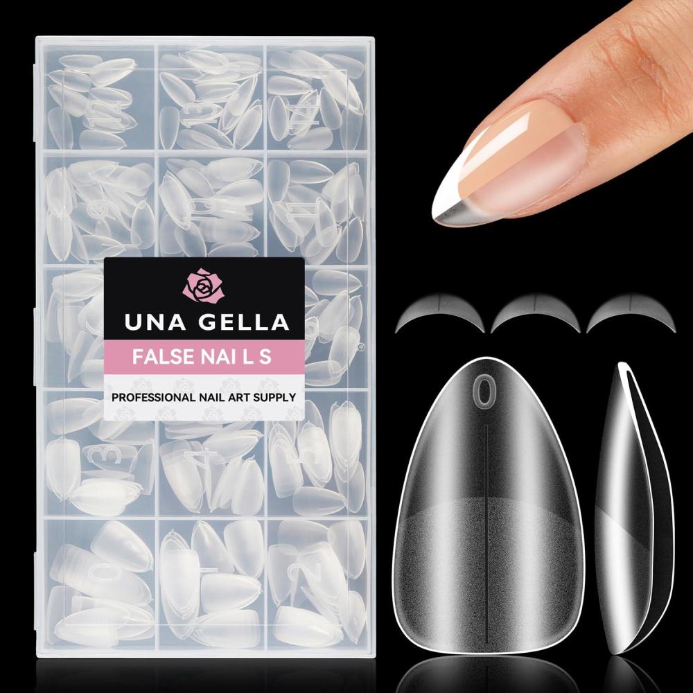 imageUNA GELLA Short Almond Nail Tips 312Pcs Prefile Inner ampamp Full Matte Surface Short Almond Nail Tips 15 Sizes No C Curve Soft Acrylic False Nails for Nail Extension