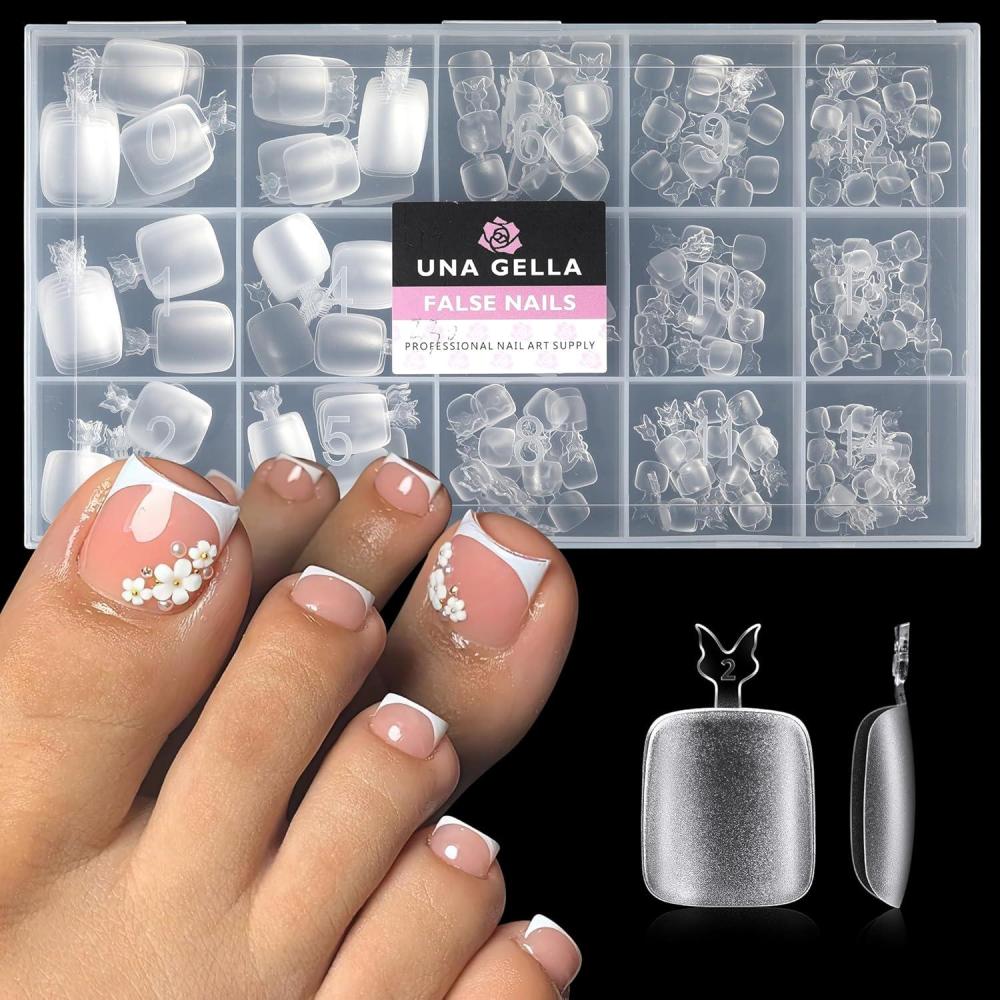 imageUNA GELLA Short Almond Nail Tips 312pcs Short Almond Gel Nail Tips Shape Pre Etched Press On Nails Clear Acrylic Fake Nails No C Curve for Full Cover Nails Extension Home Art DIY Salon 12 SizesA05Square Round Toe