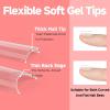 UNA GELLA 504PCS No C Curve Tapered Square Nail Tips, 3XL Extra Long Straight Clear Fake Nail Tips, 12 Sizes Half Cover Gel False Nails for Acrylic Nails Professional Salons Home DIY