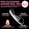 UNA GELLA Almond Gel Nail Tips, 504PCS Pre Etched Clear Fake Nails Tips Medium Almond Shape – 12 Sizes Full Cover Soft Acrylic Press On Nail Extensions No C Curve Gift for Diy at Home(A1-Short Round)