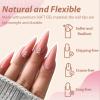 UNA GELLA Almond Gel Nail Tips, 504PCS Pre Etched Clear Fake Nails Tips Medium Almond Shape – 12 Sizes Full Cover Soft Acrylic Press On Nail Extensions No C Curve Gift for Diy at Home(A1-Long Stiletto)