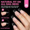 UNA GELLA Almond Gel Nail Tips, 504PCS Pre Etched Clear Fake Nails Tips Medium Almond Shape – 12 Sizes Full Cover Soft Acrylic Press On Nail Extensions No C Curve Gift for Diy at Home(Medium Square)