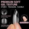 UNA GELLA Almond Gel Nail Tips, 504PCS Pre Etched Clear Fake Nails Tips Medium Almond Shape – 12 Sizes Full Cover Soft Acrylic Press On Nail Extensions No C Curve Gift for Diy at Home(Short Oval)