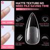 UNA GELLA Almond Gel Nail Tips, 504PCS Pre Etched Clear Fake Nails Tips Medium Almond Shape – 12 Sizes Full Cover Soft Acrylic Press On Nail Extensions No C Curve Gift for Diy at Home(Medium Stiletto)