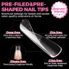 UNA GELLA Almond Gel Nail Tips, 504PCS Pre Etched Clear Fake Nails Tips Medium Almond Shape – 12 Sizes Full Cover Soft Acrylic Press On Nail Extensions No C Curve Gift for Diy at Home(Medium Square)