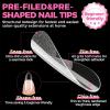 UNA GELLA Almond Gel Nail Tips, 504PCS Pre Etched Clear Fake Nails Tips Medium Almond Shape – 12 Sizes Full Cover Soft Acrylic Press On Nail Extensions No C Curve Gift for Diy at Home(A0-Medium Almond)