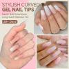 UNA GELLA Clear Gel Nail Tips Square No C Curve 504pcs French Style Square Acrylic Nail Tips Pre-inner Half Cover Faster Gel Nail Extension Home DIY French Press On Nails 12 Sizes