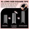 UNA GELLA Extra Long Nail Tips Square 504pcs Double Side Pre-shape Square Nail Tips Gel Acrylic XL Fake Nails Half Cover Nails Tips for Nail Extensions Home DIY Nail Salon 12 Sizes