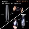 UNA GELLA Extra Short Almond Nail Tips 12 Sizes Short Almond Gel Nail Tips 120Pcs Soft Gel Clear Full Cover Nails Tips Acrylic False Nails Press On Nails for Extensions DIY Salon(XXXL Square)