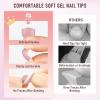 UNA GELLA French Toe Nail Press Ons 312pcs Peach Pink Full Cover Toe Nail Tips Press On Nails Soft Gel Fake Toe Nails Tips Gel Toe Nail Tips Fake Acrylic Toenails For Nail Extensions 12 Sizes