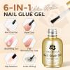 UNA GELLA Medium Almond Gel Nail Tips, 504PCS Clear Fake Nails Tips Shape Full Cover Acrylic Gel Nail Extension For Diy Home Salon 12 Sizes(A – Gel Nail Glue & Tips Primer)