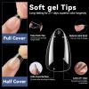 UNA GELLA Medium Almond Gel Nail Tips, 504PCS Clear Fake Nails Tips Shape Full Cover Acrylic Gel Nail Extension For Diy Home Salon 12 Sizes(A – ShortAlmond)