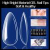 UNA GELLA Medium Almond Gel Nail Tips, 504PCS Clear Fake Nails Tips Shape Full Cover Acrylic Gel Nail Extension For Diy Home Salon 12 Sizes(MediumAlmond)