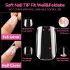UNA GELLA Medium Almond Gel Nail Tips, 504PCS Clear Fake Nails Tips Shape Full Cover Acrylic Gel Nail Extension For Diy Home Salon 12 Sizes(Short Square)
