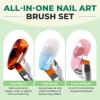 UNA GELLA Nail Art Brushes Set 6PCS Black Color Double-ended Acrylic Nail Design Brush Set Nail Dotting Tools Nail Art Gel Polish Liner Brushes for Gel Polish Painting DIY Nail Salon(Green)