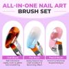 UNA GELLA Nail Art Brushes Set 6PCS Black Color Double-ended Acrylic Nail Design Brush Set Nail Dotting Tools Nail Art Gel Polish Liner Brushes for Gel Polish Painting DIY Nail Salon(Purple)