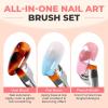 UNA GELLA Nail Art Brushes Set 6PCS White Color Nail Design Painting Brush Set Nail Dotting Tools Double-headed Nail Art Builder Gel Polish Liner Brushes for DIY Nail Drawing Supplies(A-Pink)