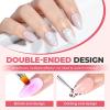 UNA GELLA Nail Art Brushes Set 6PCS White Color Nail Design Painting Brush Set Nail Dotting Tools Double-headed Nail Art Builder Gel Polish Liner Brushes for DIY Nail Drawing Supplies(White)